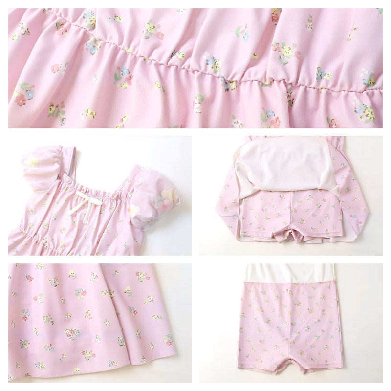 子供 水着 ワンピース水着 パンツ一体型 女の子 UV加工 UPF50+ ( 90-130cm ) キッズ スイムウェア 女児水着 花柄 くま ユニコーン 総柄 フリル おしゃれ かわいい 可愛い ベビー スイミング プール レジャー 海水浴 夏 90cm 95cm 100cm 110cm 120cm 130cm 