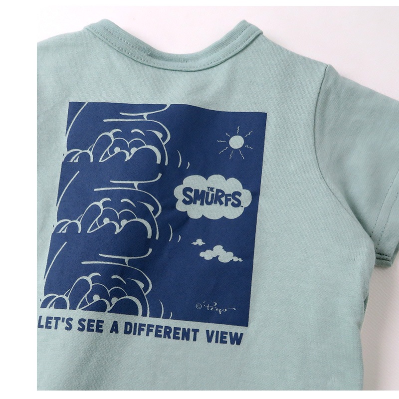 ベビー服 カバーオール スマーフ 夏 デザイン 綿100％ 重ね着風 半袖 ロンパース( 70-80cm )【SMURFS】 子供服 キッズ ベビー 二次加工 夏服 男の子 女の子 おしゃれ 可愛い アニメ キャラクター 新生児 赤ちゃん ベビーウェア 70cm 80cm
