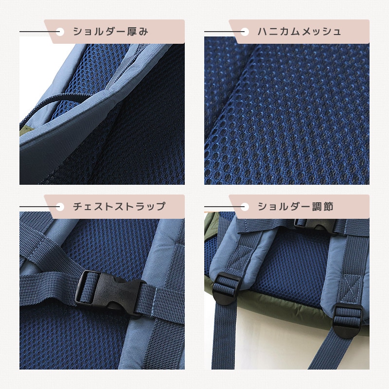 キッズ リュック リュックサック 男の子 女の子 撥水加工 14L ( 35cm x 26cm x 14cm ) レッド グリーン ブラック ブルー ベージュ デニム ヒッコリー 鞄 かばん カバン バッグ バックパック ポケット アウトドア お出掛け 子供服 子供用 通園 通学 遠足 旅行 軽量 大容量