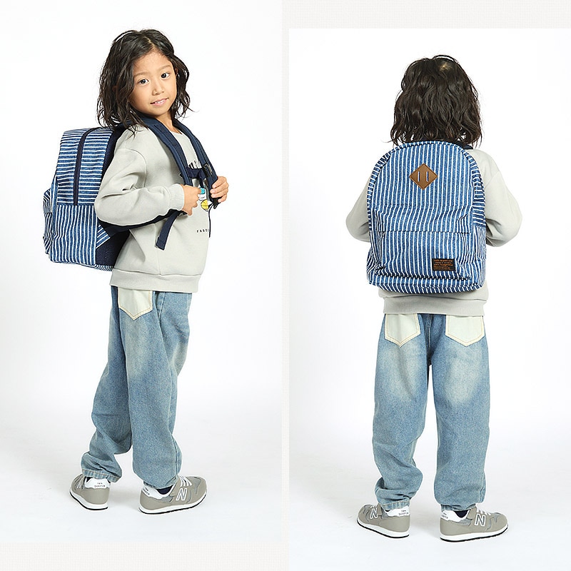 キッズ リュック リュックサック 男の子 女の子 撥水加工 14L ( 35cm x 26cm x 14cm ) レッド グリーン ブラック ブルー ベージュ デニム ヒッコリー 鞄 かばん カバン バッグ バックパック ポケット アウトドア お出掛け 子供服 子供用 通園 通学 遠足 旅行 軽量 大容量