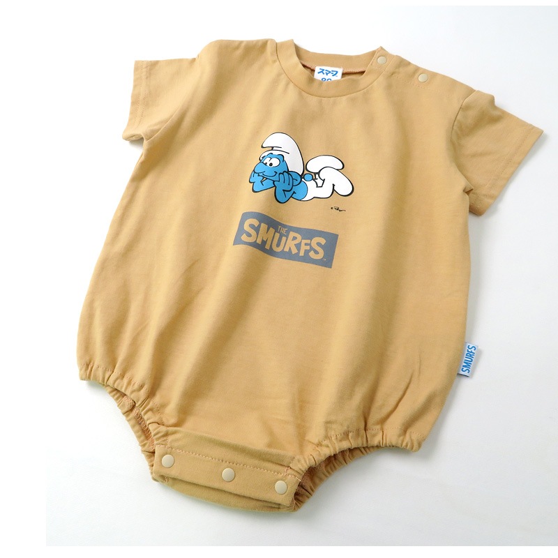 ベビー服 カバーオール スマーフ 綿100％ 半袖 だるまロンパース( 70-80cm )【SMURFS】 子供服 キッズ ベビー 二次加工 だるまオール 夏服 男の子 女の子 おしゃれ 可愛い アニメ キャラクター 新生児 赤ちゃん ベビーウェア 70cm 80cm