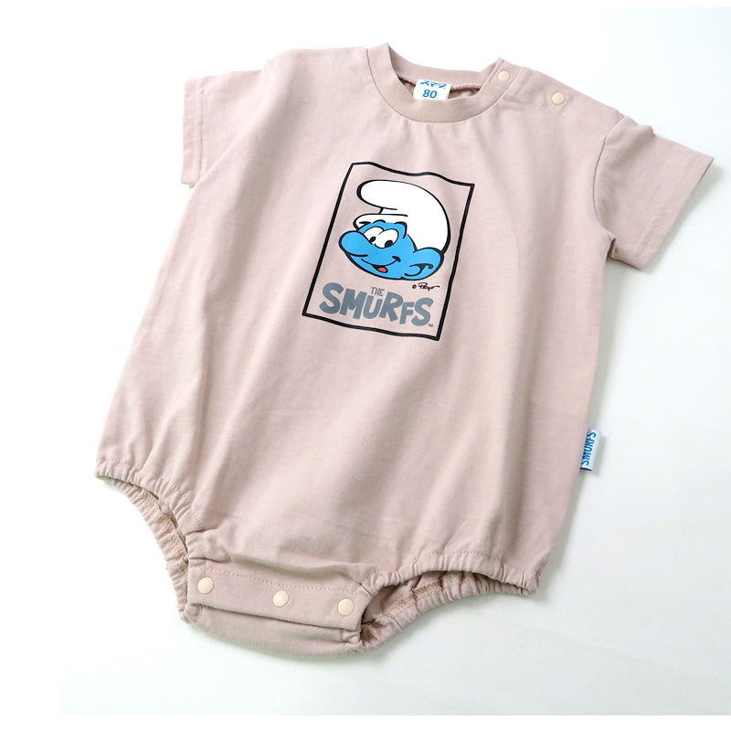 ベビー服 カバーオール スマーフ 綿100％ 半袖 だるまロンパース( 70-80cm )【SMURFS】 子供服 キッズ ベビー 二次加工 だるまオール 夏服 男の子 女の子 おしゃれ 可愛い アニメ キャラクター 新生児 赤ちゃん ベビーウェア 70cm 80cm