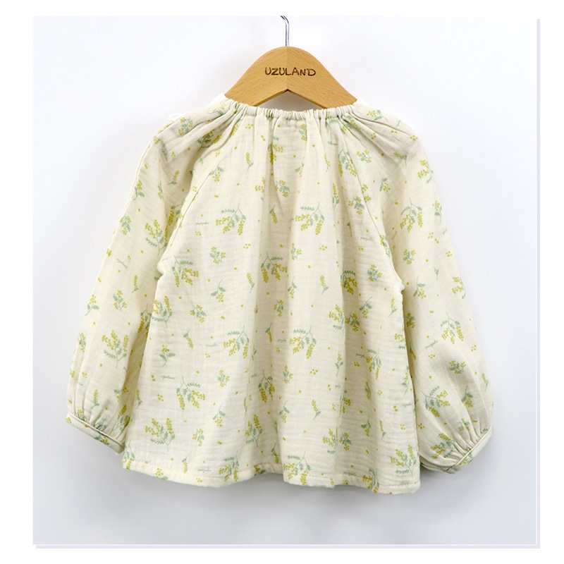 ガールズ ロンT ブラウス チュニック 長袖 Tシャツ トップス 女の子 キッズ ベビー ( 80-130cm )【 UZULAND ウズランド 】 長そで フリル 小花柄 切替 ナチュラル かわいい 春物 80cm 90cm 95cm 100cm 110cm 120cm 130cm 