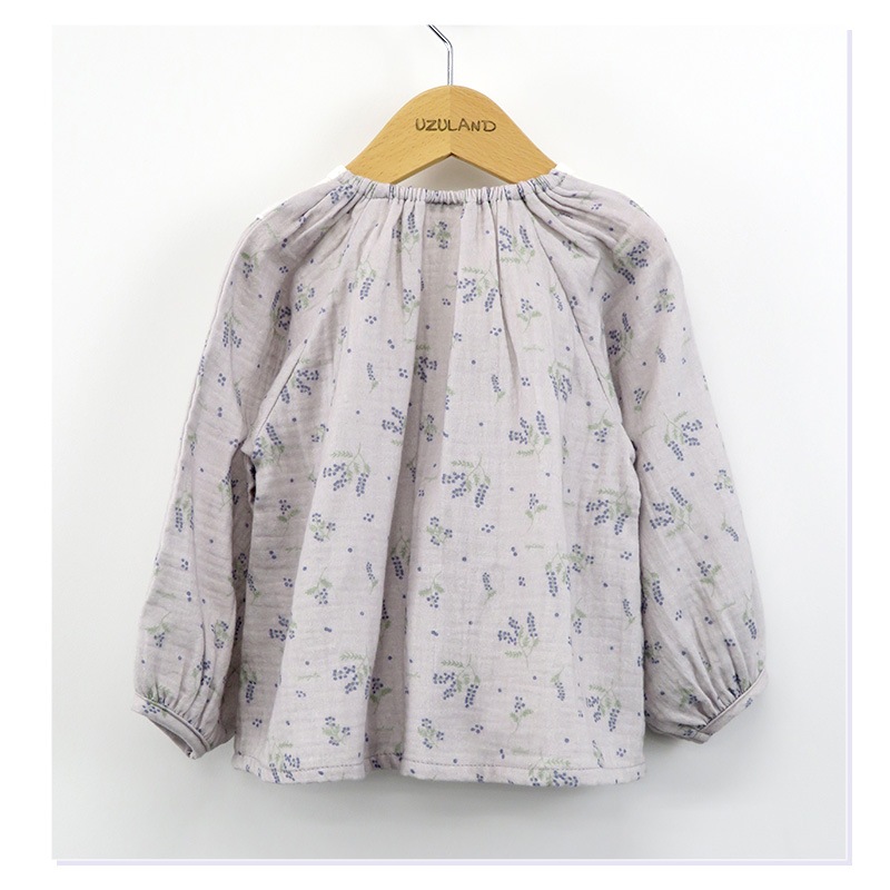 ガールズ ロンT ブラウス チュニック 長袖 Tシャツ トップス 女の子 キッズ ベビー ( 80-130cm )【 UZULAND ウズランド 】 長そで フリル 小花柄 切替 ナチュラル かわいい 春物 80cm 90cm 95cm 100cm 110cm 120cm 130cm 