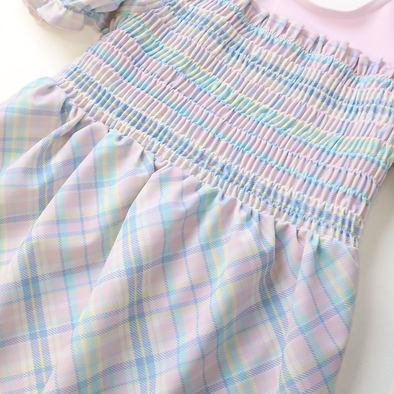UVカット チェックセパレート水着｜100-130cm