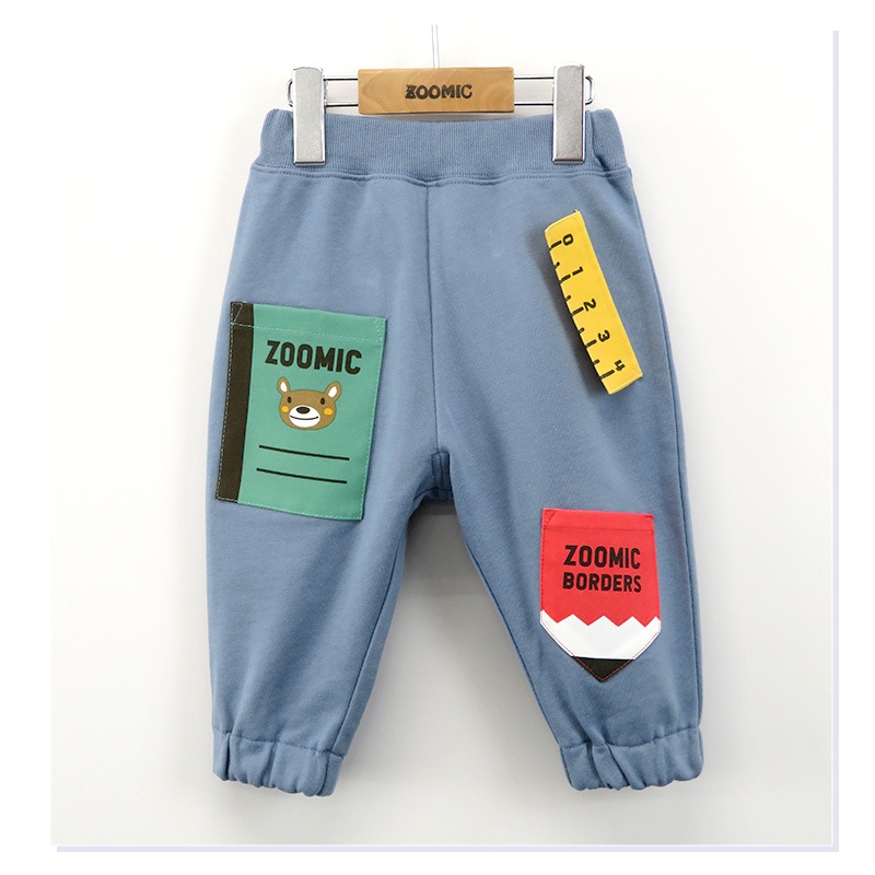 ジョガーパンツ キッズ 10分丈パンツ ベビー ロングパンツ 裾リブ ポケット 男の子 女の子 裏毛 ( 80-130cm )【 ZOOMIC ズーミック 】 子供服 ボトムス キャラクター 文具 くま おもしろ かわいい 春物 80cm 90cm 95cm 100cm 110cm 120cm 130cm 