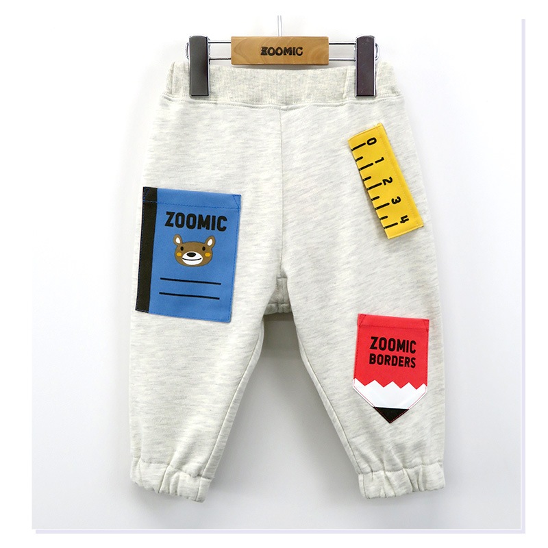ジョガーパンツ キッズ 10分丈パンツ ベビー ロングパンツ 裾リブ ポケット 男の子 女の子 裏毛 ( 80-130cm )【 ZOOMIC ズーミック 】 子供服 ボトムス キャラクター 文具 くま おもしろ かわいい 春物 80cm 90cm 95cm 100cm 110cm 120cm 130cm 