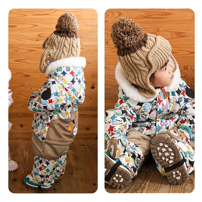 キッズ ベビー ニット帽 耳当て付き 男の子 女の子 ニットキャップ 子供用 帽子 (2サイズ展開 50-54cm)【ZOOMIC ズーミック】 マイクロファイバーフリース アップリケ ケーブル編み チェック 動物 アニマル くま クマ ポンポン 暖かい 防寒 保温 キャップ 暖かい 雪遊び