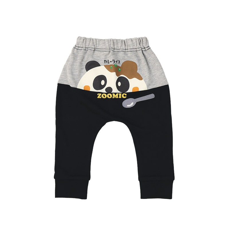 キッズ ロングパンツ 10分丈 男の子 女の子 ミニ裏毛 切替 動物 アニマル くま パンダ 男の子 女の子 (80-130cm)【 ZOOMIC ズーミック 】 ベビー ズボン サルエル 裾リブ ストレッチ スウェット オムライス カレーライス 食べ物 80cm 90cm 95cm 100cm 110cm 120cm 130cm