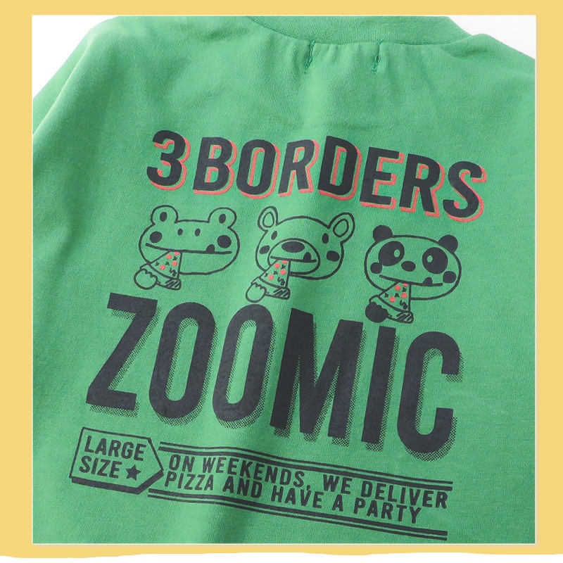 ロンT キッズ ベビー 長袖 Tシャツ 長そで tシャツ トップス キャラクター 男の子 女の子 天竺 ( 80-130cm )【 ZOOMIC ズーミック 】 子供服 ピザ 食べ物 くま パンダ バックプリント かわいい おしゃれ 秋物 80cm 90cm 95cm 100cm 110cm 120cm 130cm