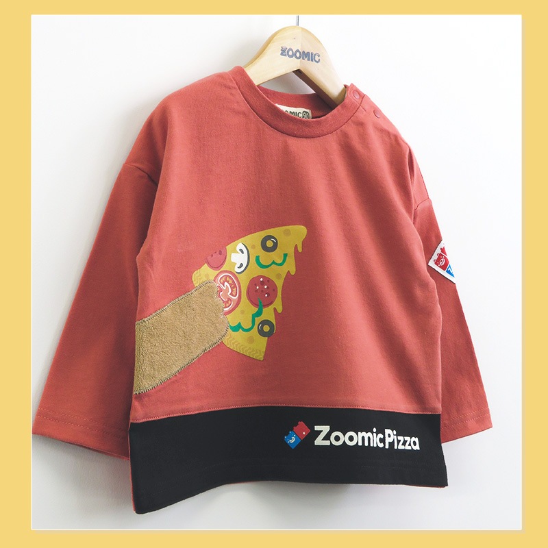 ロンT キッズ ベビー 長袖 Tシャツ 長そで tシャツ トップス キャラクター 男の子 女の子 天竺 ( 80-130cm )【 ZOOMIC ズーミック 】 子供服 ピザ 食べ物 くま パンダ バックプリント かわいい おしゃれ 秋物 80cm 90cm 95cm 100cm 110cm 120cm 130cm