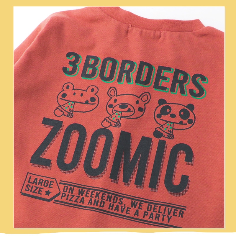ロンT キッズ ベビー 長袖 Tシャツ 長そで tシャツ トップス キャラクター 男の子 女の子 天竺 ( 80-130cm )【 ZOOMIC ズーミック 】 子供服 ピザ 食べ物 くま パンダ バックプリント かわいい おしゃれ 秋物 80cm 90cm 95cm 100cm 110cm 120cm 130cm