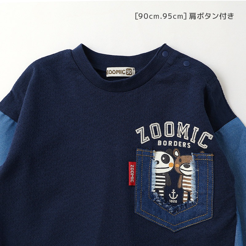 デザインポケット付きデニム切替Tシャツ【ZOOMICズーミック】
