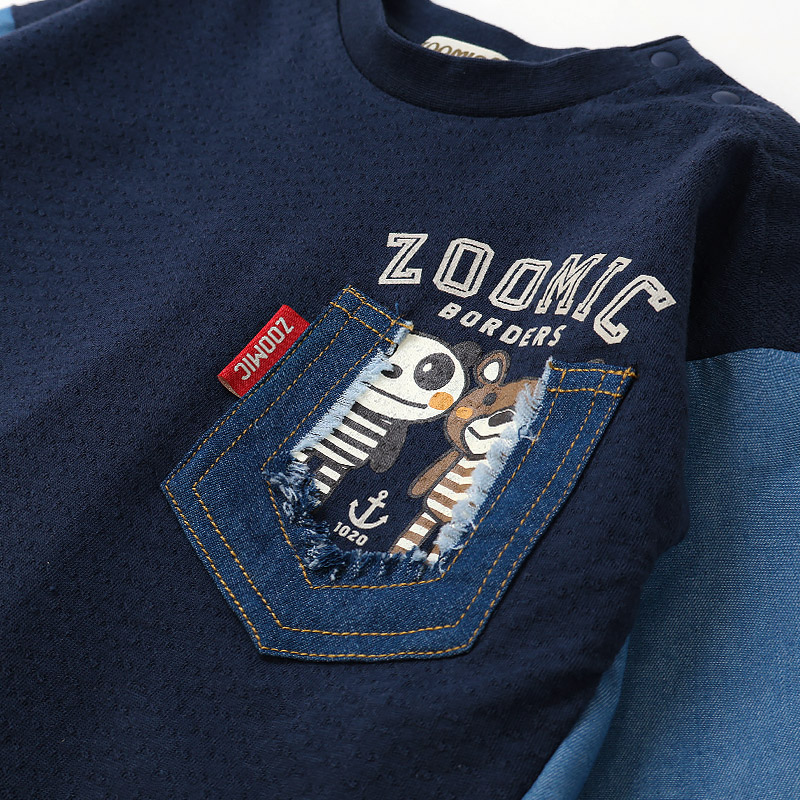 デザインポケット付きデニム切替Tシャツ【ZOOMICズーミック】