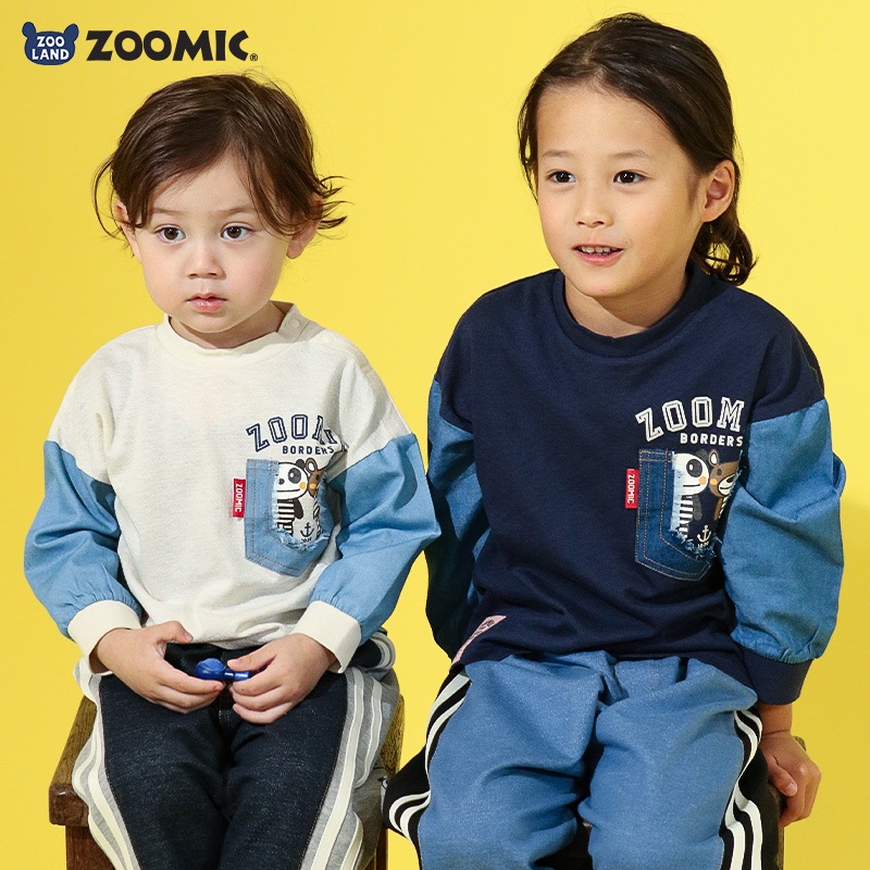 デザインポケット付きデニム切替Tシャツ【ZOOMICズーミック】