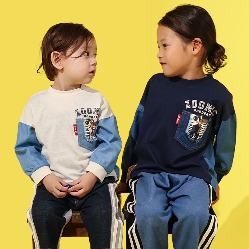 デザインポケット付きデニム切替Tシャツ【ZOOMICズーミック】