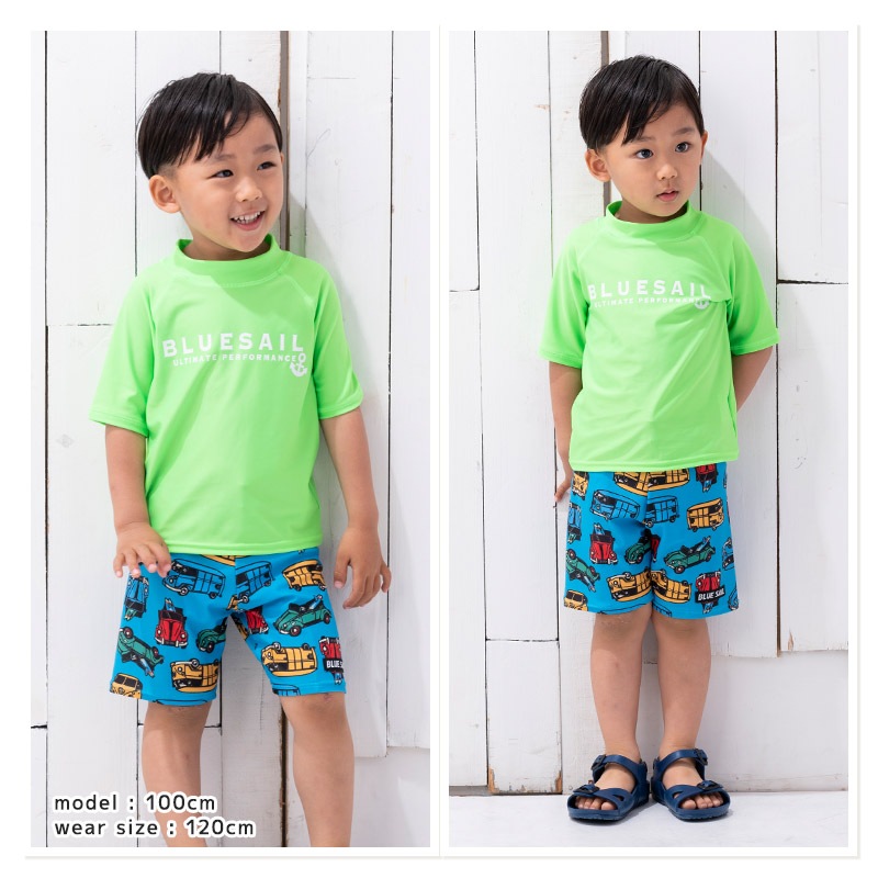 子供 水着 半袖 ラッシュガード ロゴ UV加工 UPF50＋ ( 100-130cm ) シンプル 定番 スクール 子供 キッズ ジュニア 男の子 プール 海水浴 スイミング スクール水着 小学校 子供用 こども 男児 小学生 レジャー 夏 水遊び 100cm 110cm 120cm 130cm 