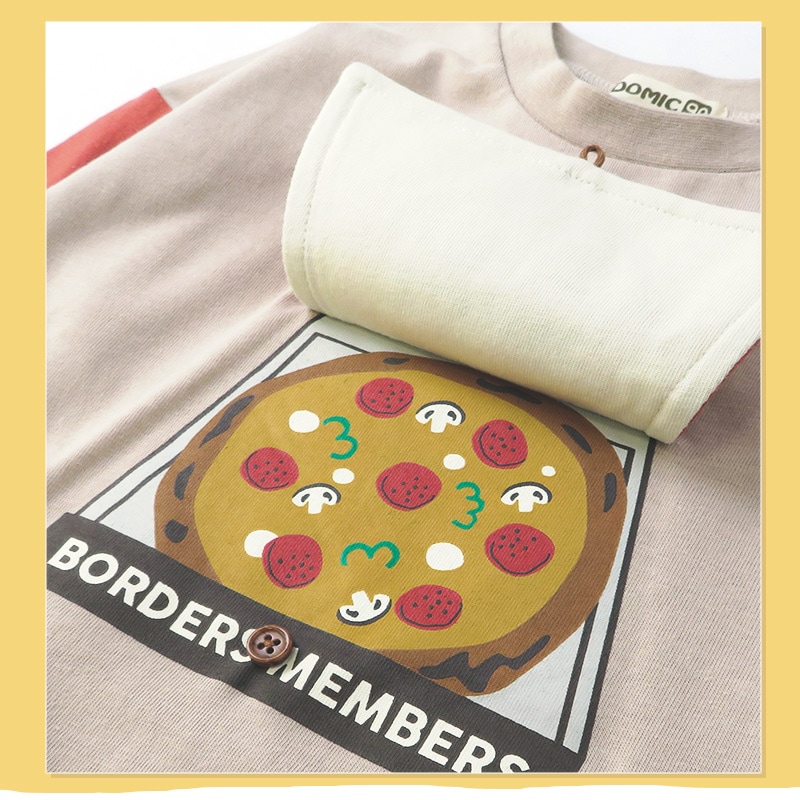 ロンT キッズ ベビー 長袖 Tシャツ 長そで tシャツ トップス キャラクター 男の子 女の子 天竺 ( 80-130cm )【 ZOOMIC ズーミック 】 子供服 ピザ 食べ物 くま おもしろ バックプリント かわいい おしゃれ 秋物 80cm 90cm 95cm 100cm 110cm 120cm 130cm