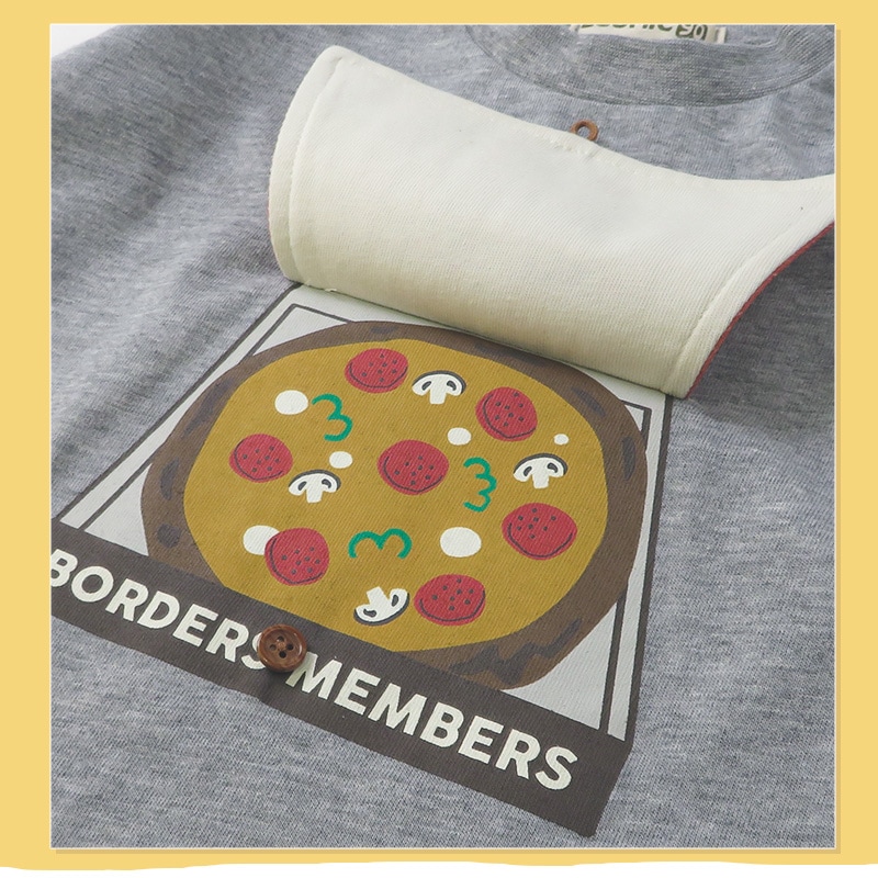 ロンT キッズ ベビー 長袖 Tシャツ 長そで tシャツ トップス キャラクター 男の子 女の子 天竺 ( 80-130cm )【 ZOOMIC ズーミック 】 子供服 ピザ 食べ物 くま おもしろ バックプリント かわいい おしゃれ 秋物 80cm 90cm 95cm 100cm 110cm 120cm 130cm