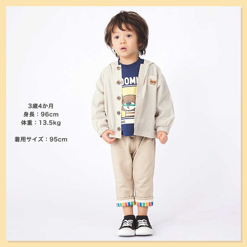 キッズ パーカー 男の子 女の子 刺繍 フード ジャケット アウター【 ZOOMIC ズーミック 】 子供服 ベビー服 羽織 ライトアウター かわいい くま ストライプ 春服 80cm 90cm 95cm 100cm 110cm 120cm 130cm 