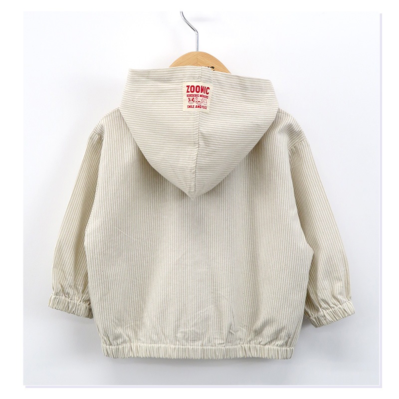 キッズ パーカー 男の子 女の子 刺繍 フード ジャケット アウター【 ZOOMIC ズーミック 】 子供服 ベビー服 羽織 ライトアウター かわいい くま ストライプ 春服 80cm 90cm 95cm 100cm 110cm 120cm 130cm 