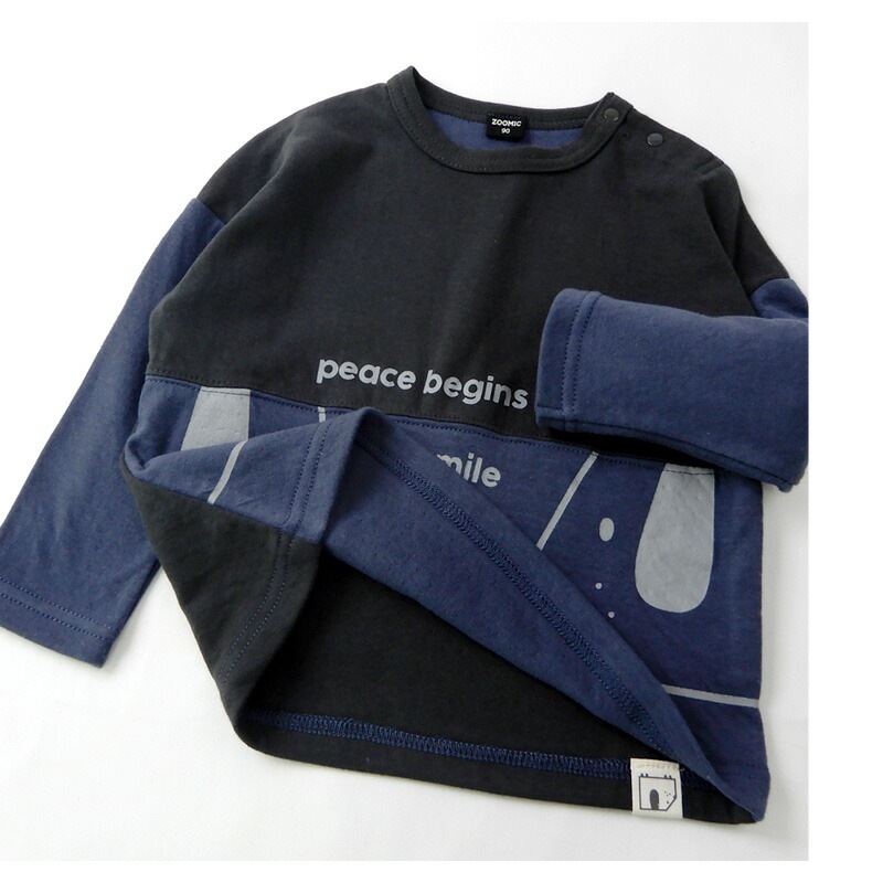 子供服 トップス ズードッグ 切替 長袖 Tシャツ(80-130cm)【ZOODOG】 キッズ ベビー ベビー服 かわいい わんこ ワンちゃん 二次加工 男の子 ブランド ファッション ブランド ファッションポイント消化