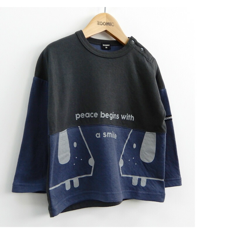 子供服 トップス ズードッグ 切替 長袖 Tシャツ(80-130cm)【ZOODOG】 キッズ ベビー ベビー服 かわいい わんこ ワンちゃん 二次加工 男の子 ブランド ファッション ブランド ファッションポイント消化