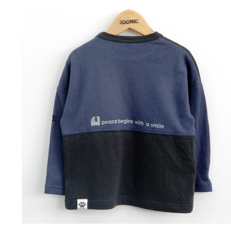 子供服 トップス ズードッグ 切替 長袖 Tシャツ(80-130cm)【ZOODOG】 キッズ ベビー ベビー服 かわいい わんこ ワンちゃん 二次加工 男の子 ブランド ファッション ブランド ファッションポイント消化