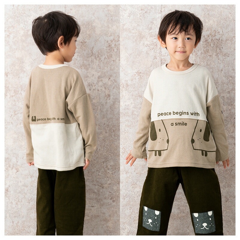 子供服 トップス ズードッグ 切替 長袖 Tシャツ(80-130cm)【ZOODOG】 キッズ ベビー ベビー服 かわいい わんこ ワンちゃん 二次加工 男の子 ブランド ファッション ブランド ファッションポイント消化