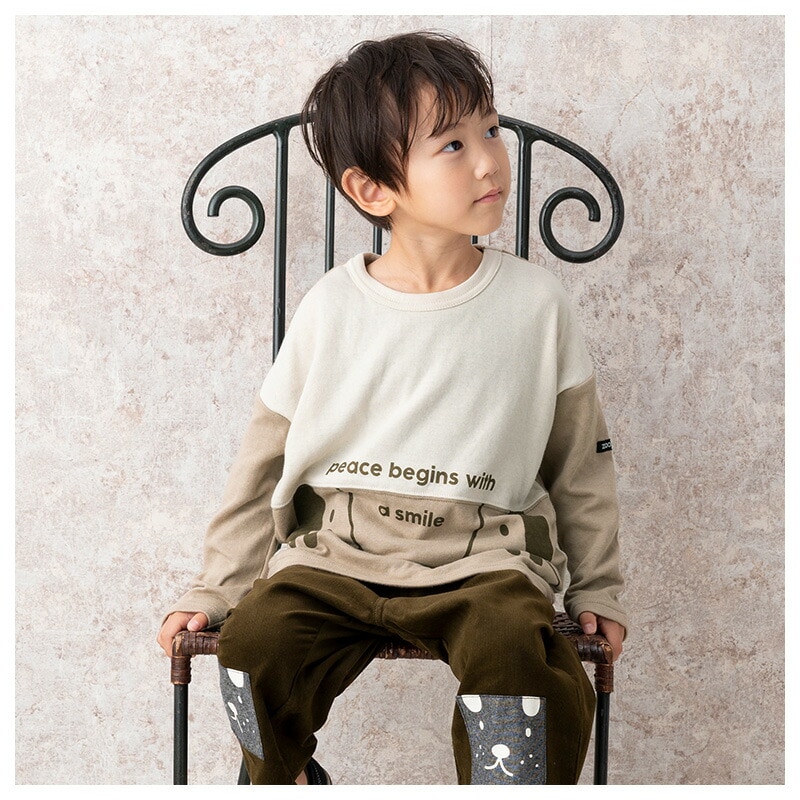 子供服 トップス ズードッグ 切替 長袖 Tシャツ(80-130cm)【ZOODOG】 キッズ ベビー ベビー服 かわいい わんこ ワンちゃん 二次加工 男の子 ブランド ファッション ブランド ファッションポイント消化