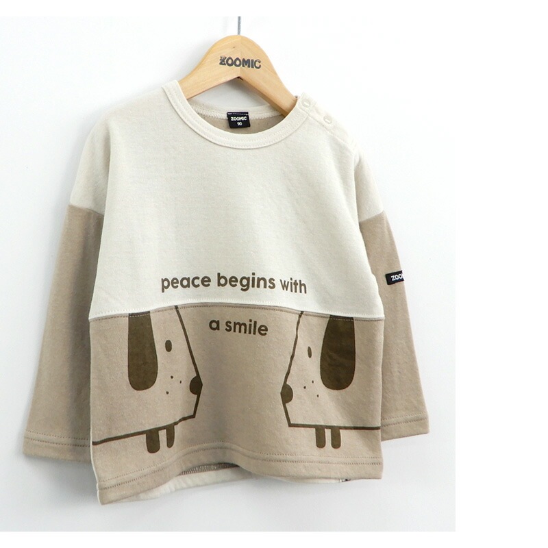 子供服 トップス ズードッグ 切替 長袖 Tシャツ(80-130cm)【ZOODOG】 キッズ ベビー ベビー服 かわいい わんこ ワンちゃん 二次加工 男の子 ブランド ファッション ブランド ファッションポイント消化