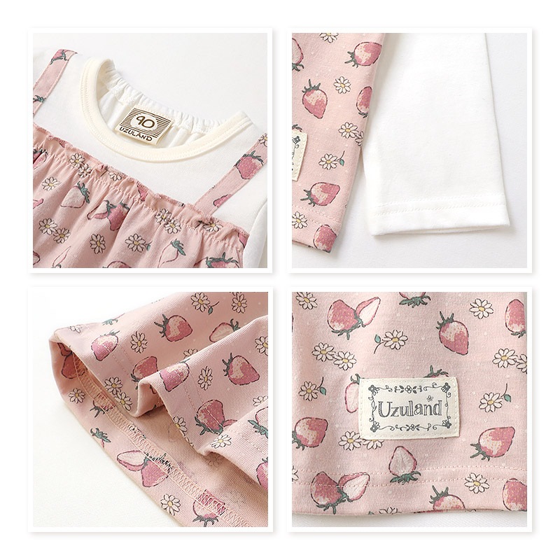 【ご予約受付中】 2026年 キッズ ベビー 新春福袋 6点セット フリースジャケット ロンT 長袖Tシャツ ジャンパースカート ジャンスカ 裏毛 パンツ 保温保冷バッグ 【UZULAND ウズランド】 ハッピーバッグ 苺 いちご フルーツ 女の子 ガールズ 80 90 95 100 110 120 130