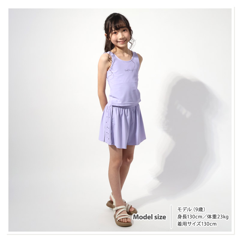 キッズ セパレート水着 女の子 3点セット 水着 半袖 タンクトップ UV加工 UPF50+ スイムウェア コーディネート 3枚セット ストレッチ 子供水着 キッズ水着 ロゴ プリント ガールズ ラッシュガード プール スイミング スクール 夏 120 130 140 150 160