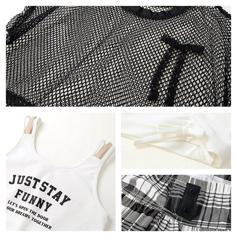 キッズ セパレート水着 女の子 3点セット 水着 半袖 タンクトップ UV加工 UPF50+ スイムウェア コーディネート 3枚セット ストレッチ 子供水着 キッズ水着 ロゴ プリント ガールズ ラッシュガード プール スイミング スクール 夏 120 130 140 150 160