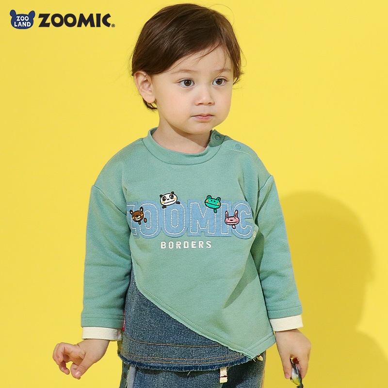 ロゴアップリケ付きデニム切替トレーナー【ZOOMICズーミック】