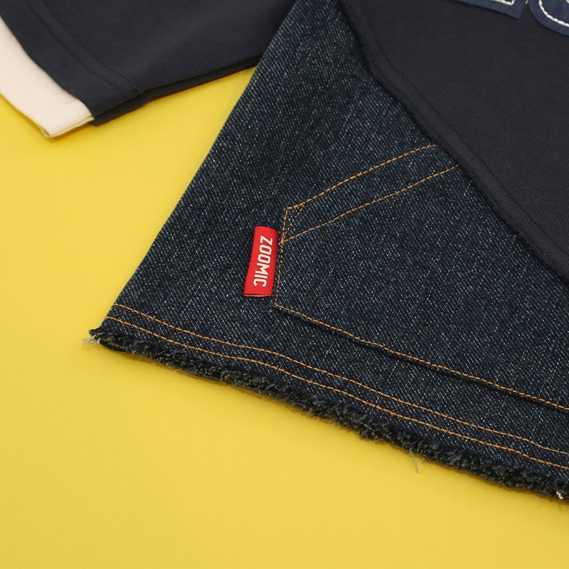 ロゴアップリケ付きデニム切替トレーナー【ZOOMICズーミック】