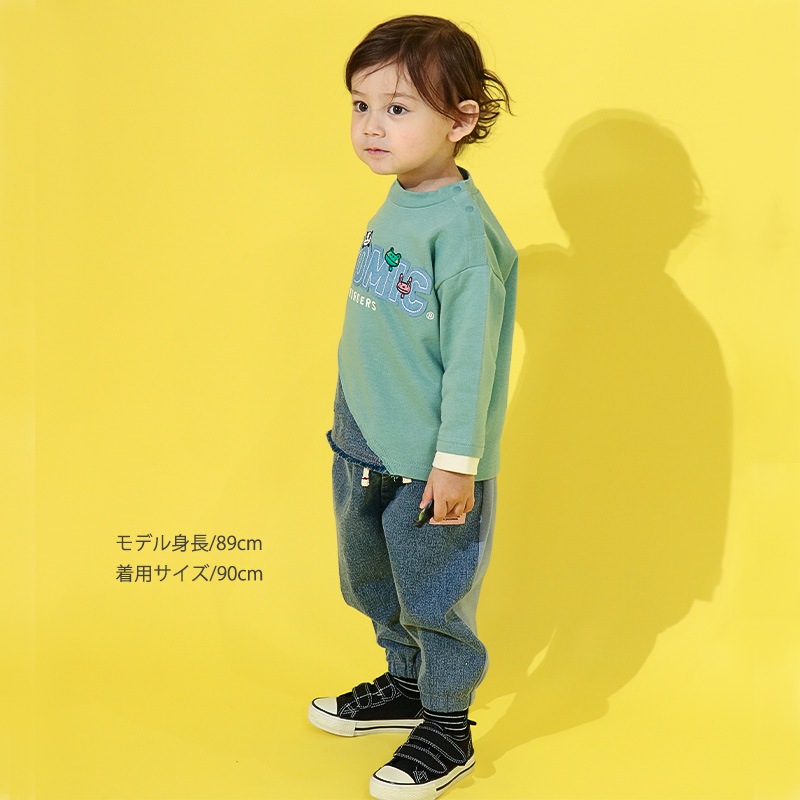 ロゴアップリケ付きデニム切替トレーナー【ZOOMICズーミック】