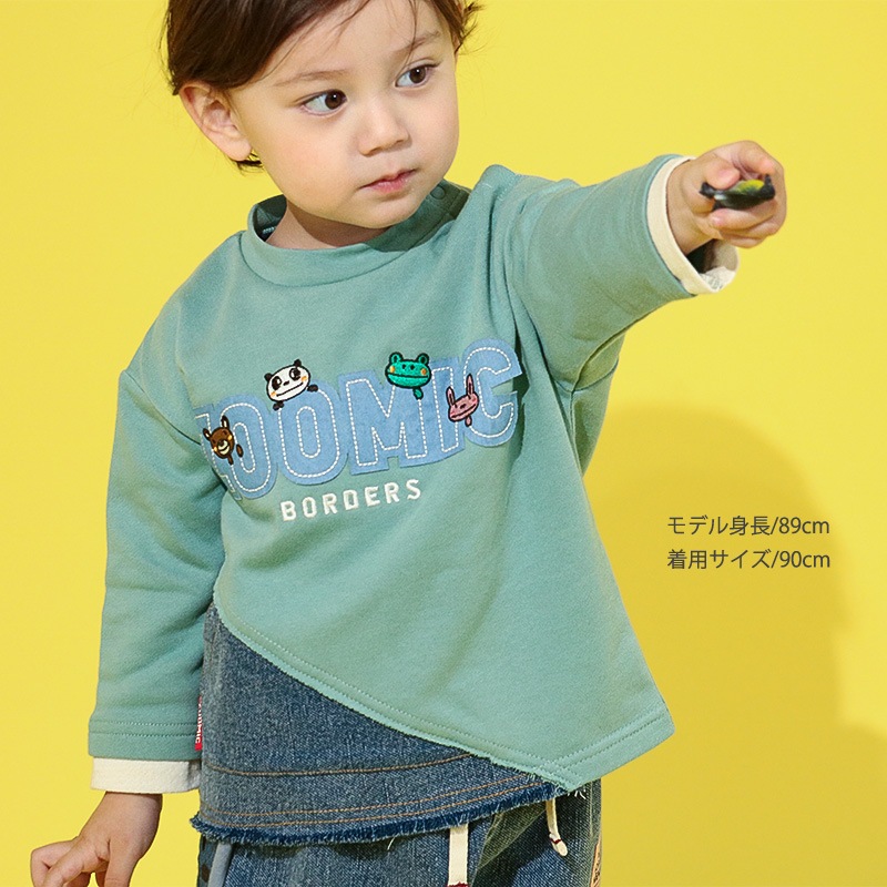 ロゴアップリケ付きデニム切替トレーナー【ZOOMICズーミック】