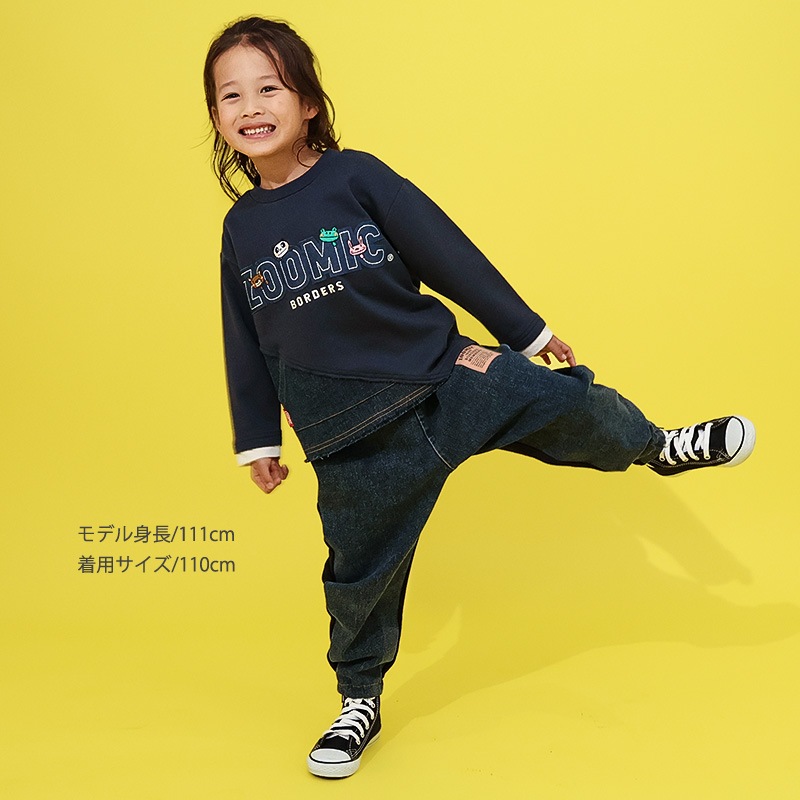 ロゴアップリケ付きデニム切替トレーナー【ZOOMICズーミック】