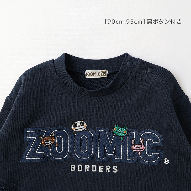 ロゴアップリケ付きデニム切替トレーナー【ZOOMICズーミック】