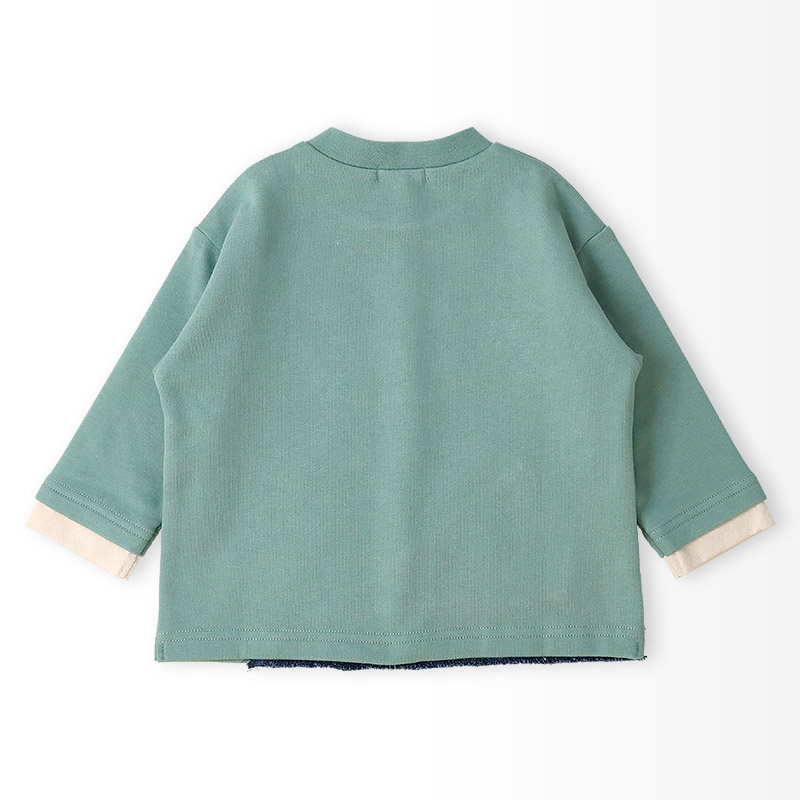 ロゴアップリケ付きデニム切替トレーナー【ZOOMICズーミック】