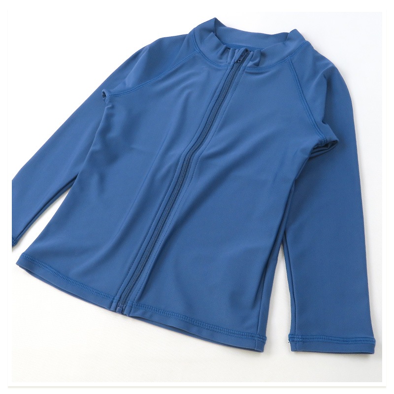 子供 水着 長袖 ラッシュガード ワンポイント ロゴ フルジップ UV加工 UPF50＋ ( 100-130cm ) シンプル スクール キッズ ジュニア 男の子 子供用 こども プール スイミング スクール レジャー 夏 水遊び 川遊び 100cm 110cm 120cm 130cm スクール水着