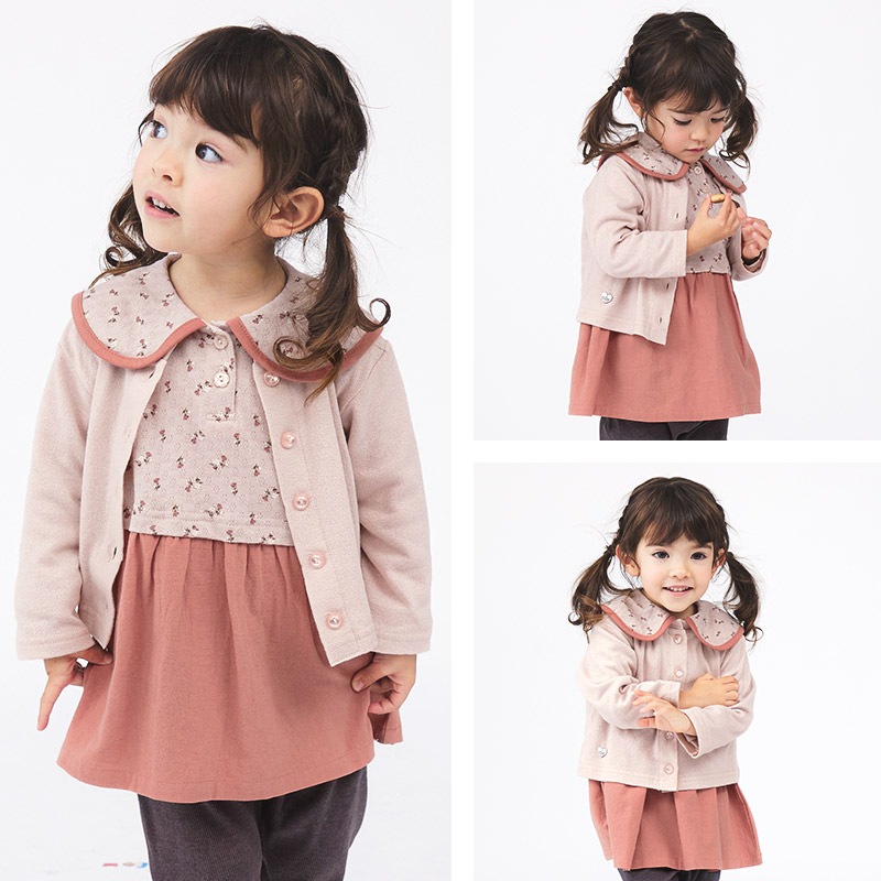 キッズ カーディガン ワンポイント 無地 女の子 ブランド 長袖 トップス 羽織【 Uzuland ウズランド 】 子供服 ベビー服 アウター ライトアウター シンプル ナチュラル ハート 春服 80cm 90cm 95cm 100cm 110cm 120cm 130cm 