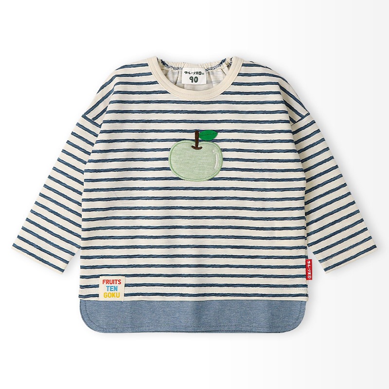 グリーンアップル/バナナのボーダー長袖Tシャツ【フルーツ天国】