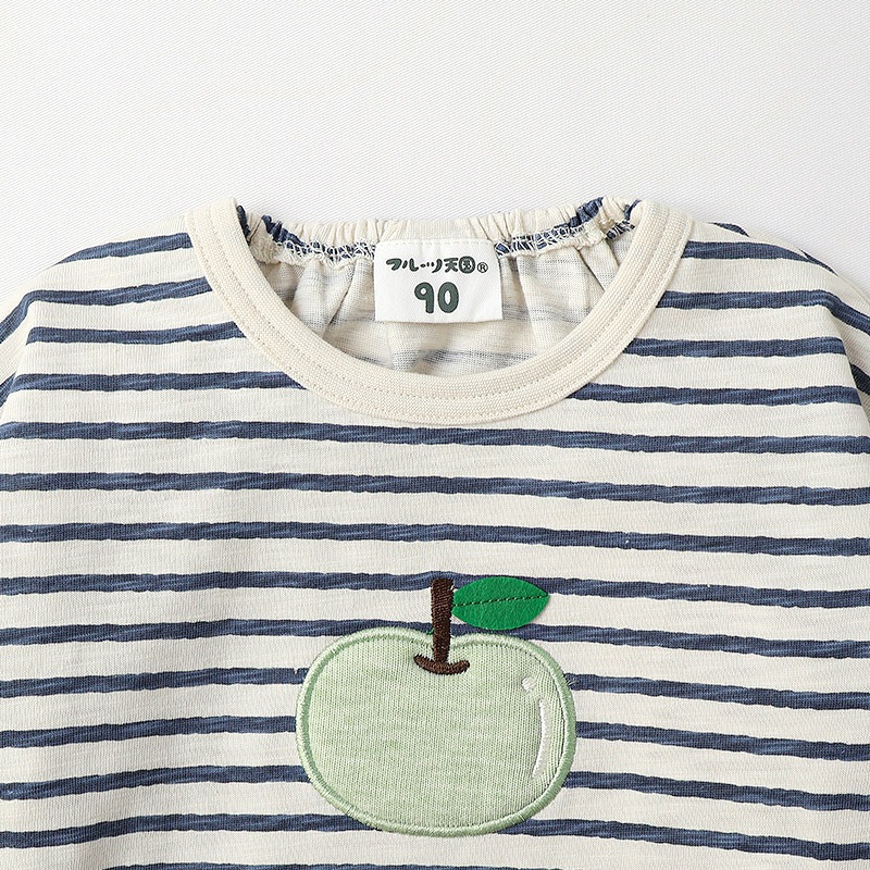 グリーンアップル/バナナのボーダー長袖Tシャツ【フルーツ天国】