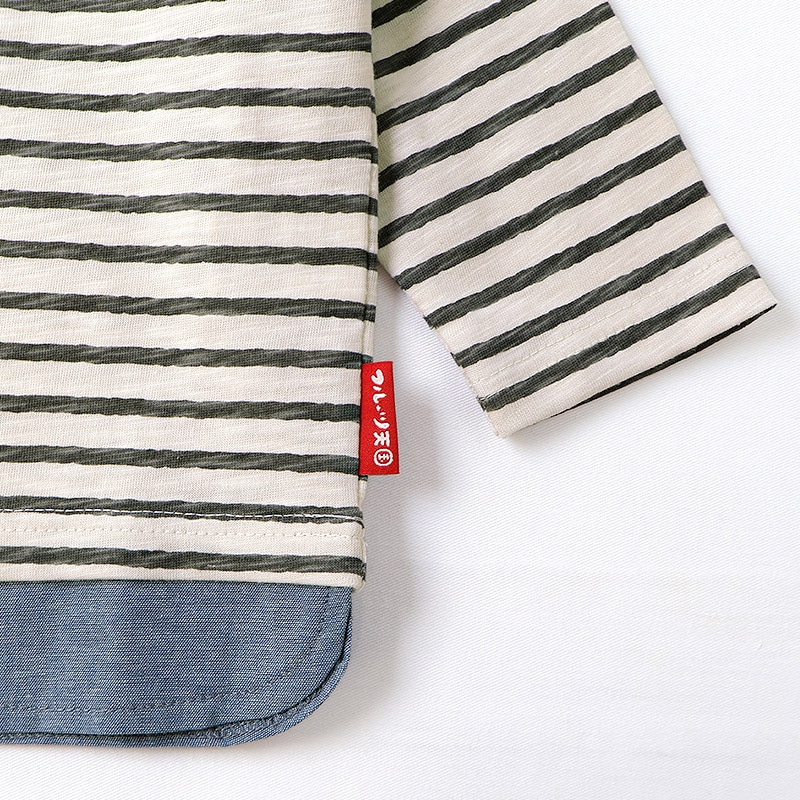 グリーンアップル/バナナのボーダー長袖Tシャツ【フルーツ天国】