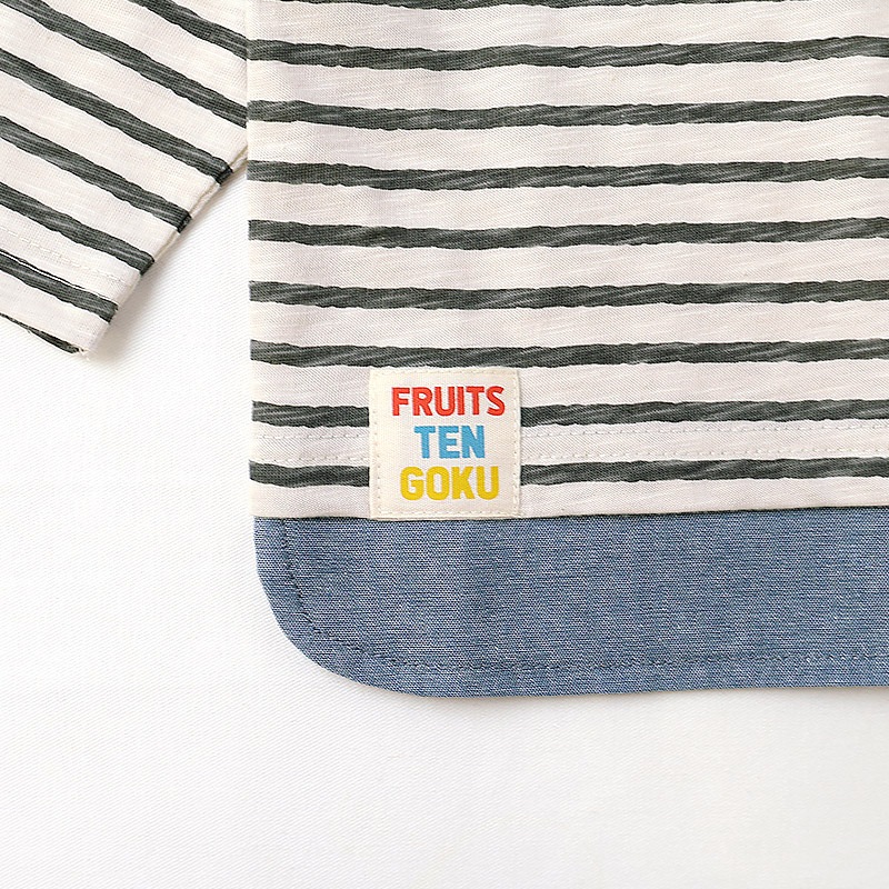 グリーンアップル/バナナのボーダー長袖Tシャツ【フルーツ天国】