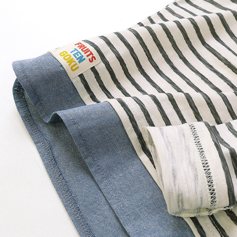 グリーンアップル/バナナのボーダー長袖Tシャツ【フルーツ天国】