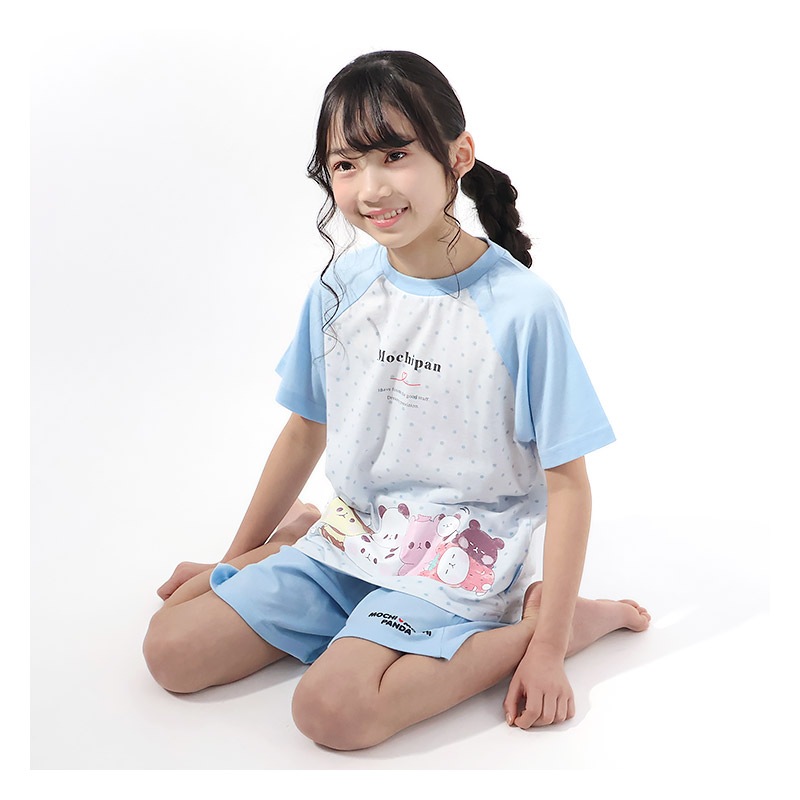 【キラピチ4月号掲載】 もちもちぱんだ パジャマ キッズ 半袖 女の子 上下セット ルームウェア 子供服 キャラクター コラボ 総柄 プリント 可愛い 2点セット 天竺 カットソー Tシャツ ショートパンツ ガールズ 部屋着 寝間着 お昼寝 120 130 140 150 160 ギフト プレゼント