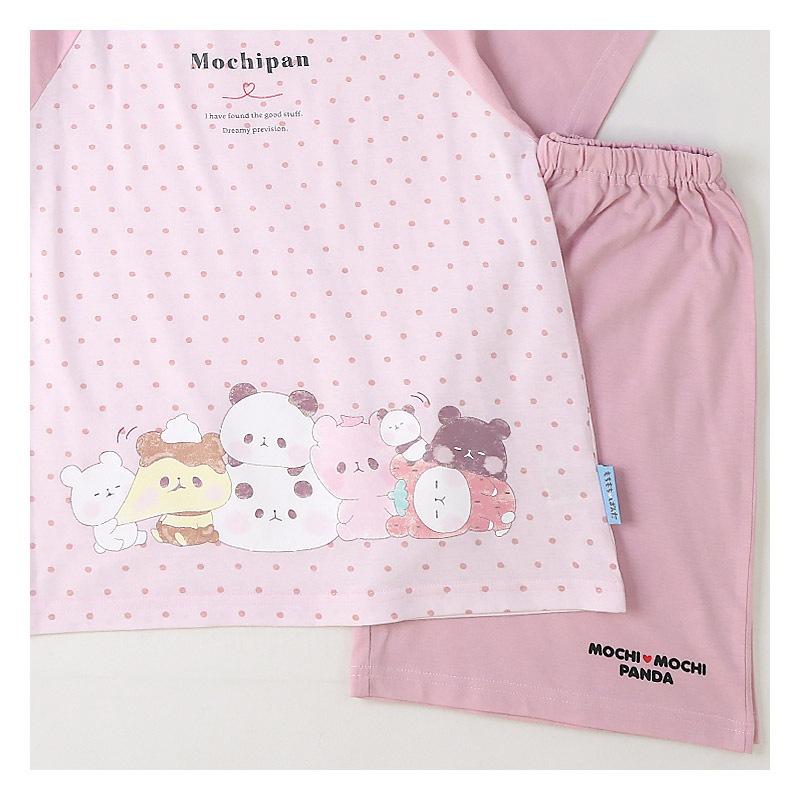 【キラピチ4月号掲載】 もちもちぱんだ パジャマ キッズ 半袖 女の子 上下セット ルームウェア 子供服 キャラクター コラボ 総柄 プリント 可愛い 2点セット 天竺 カットソー Tシャツ ショートパンツ ガールズ 部屋着 寝間着 お昼寝 120 130 140 150 160 ギフト プレゼント